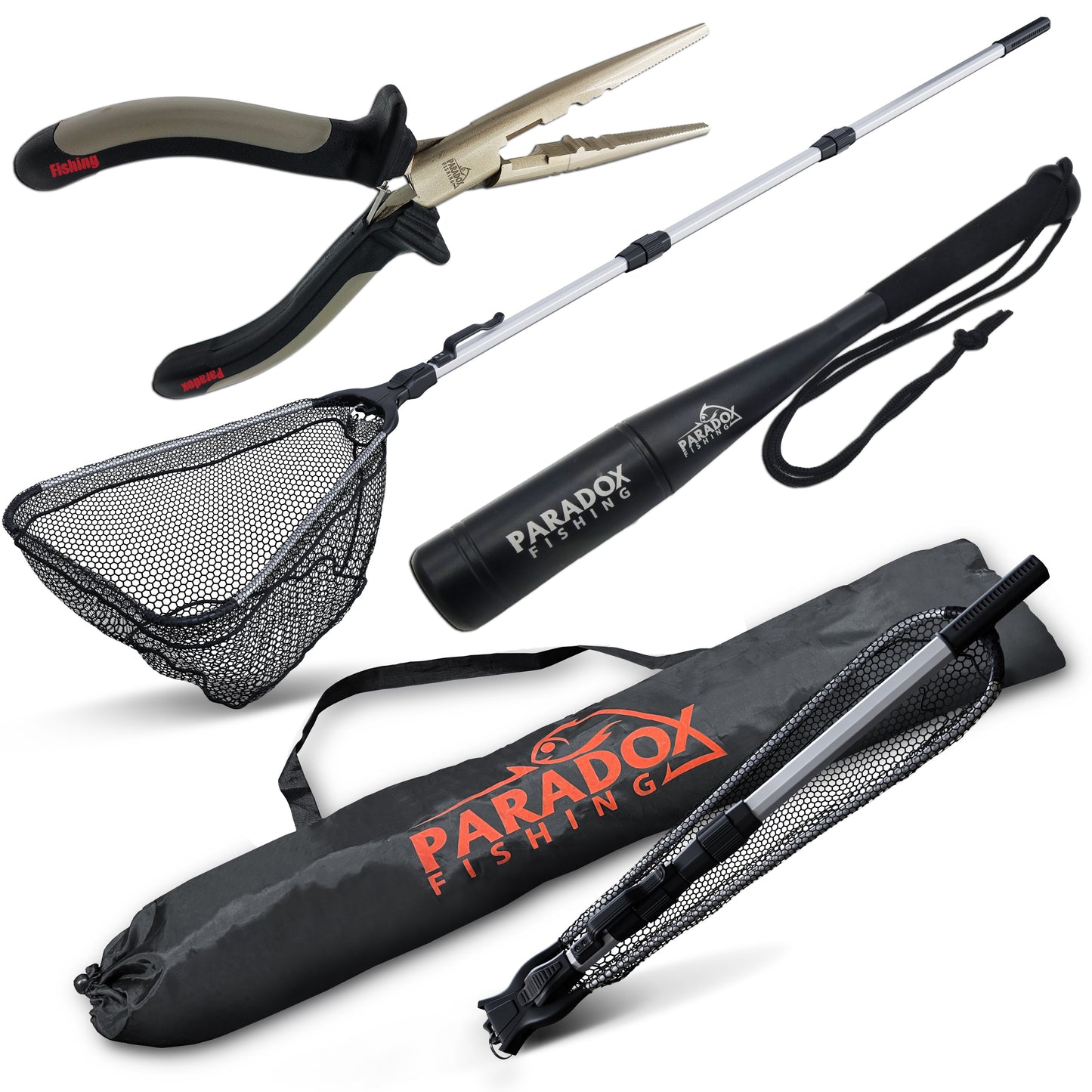 Starter Set Kescher 2,1m mit Tasche, Fischtöter und Multifunktions-Zange
