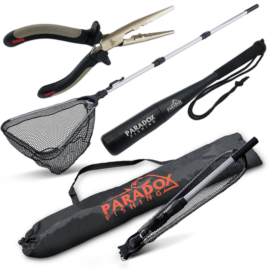 Starter Set Kescher 2,1m mit Tasche, Fischtöter und Multifunktions-Zange