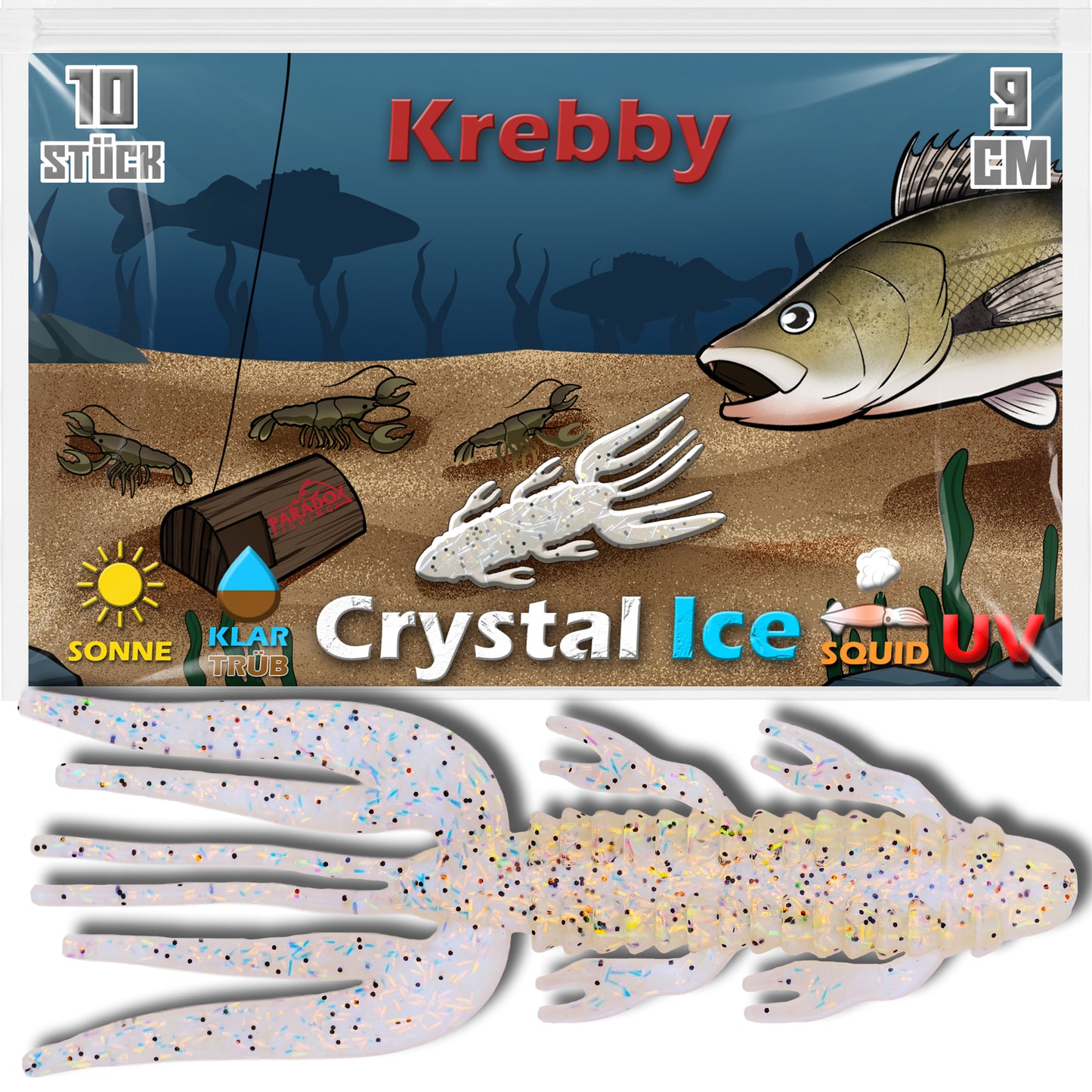 Krebby 9cm - 10 Stück Krebsimitat Creaturebait für Barsch & Zander
