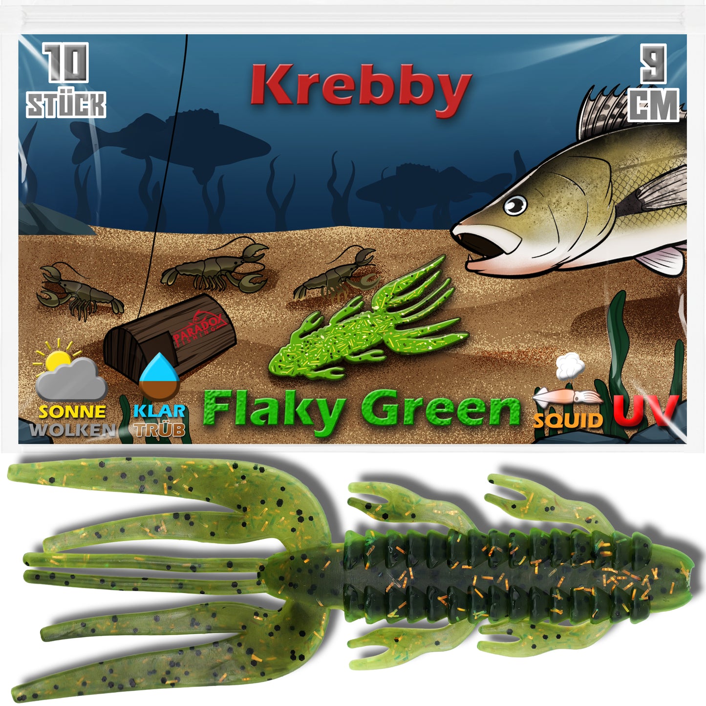 Krebby 9cm - 10 Stück Krebsimitat Creaturebait für Barsch & Zander