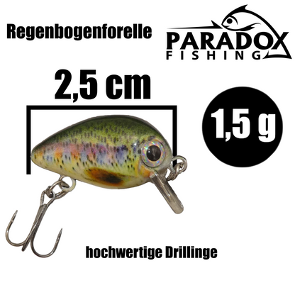 Mini Forellen Wobbler 1,5g schwimmend mit Drilling