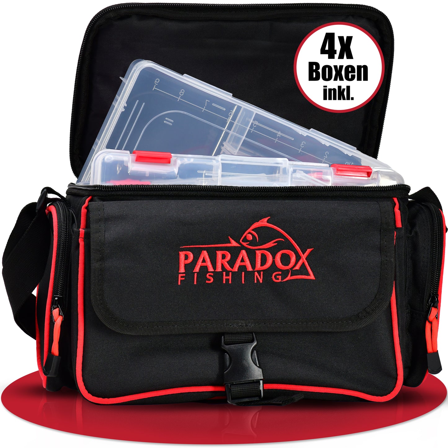 Schultertasche mit 4 Boxen angeltasche