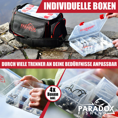 Schultertasche mit 4 Boxen angeltasche