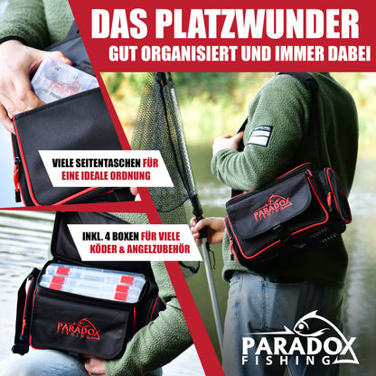 Schultertasche mit 4 Boxen angeltasche