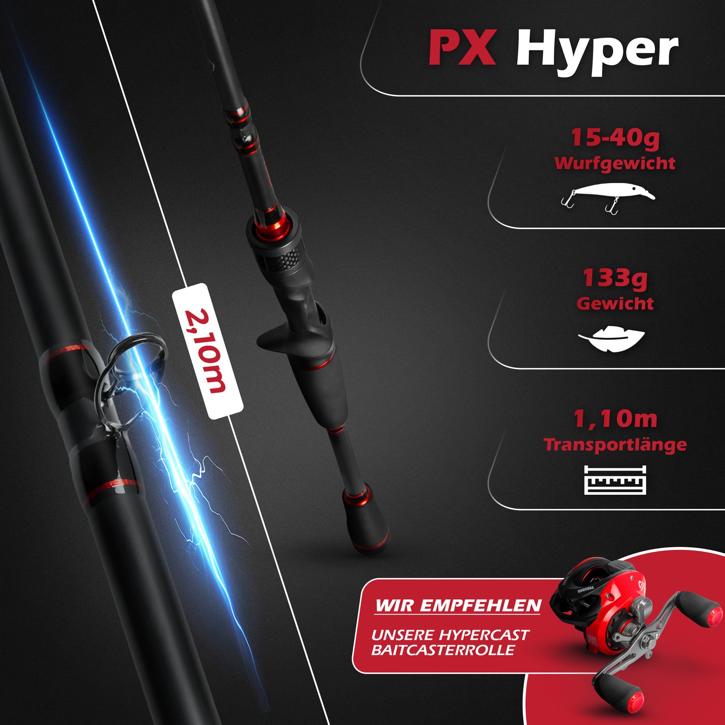 PX Hyper Baitcast-Rute 210 10-20g/15-40g/20-60g