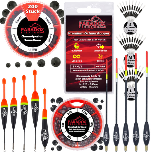Posen Komplett Set  - Starterset mit Knicklichtposen & Waggler – Inkl. Schrotblei, Silikonstopper & Gummiperlen