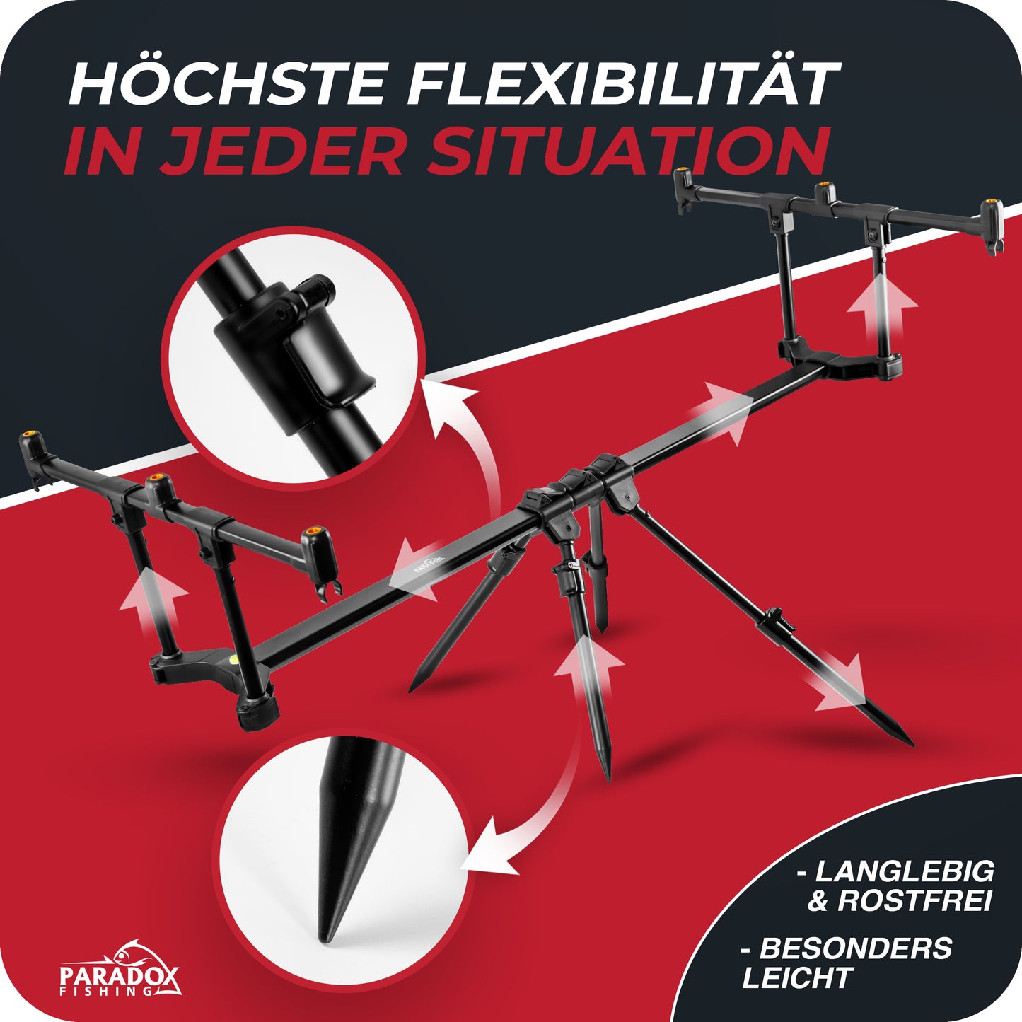Rod Pod für 3 Ruten flexibel verstellbar mit Tasche