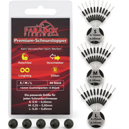 Silikon Schnurstopper S/M/L mit 5 Gummiperlen 4mm