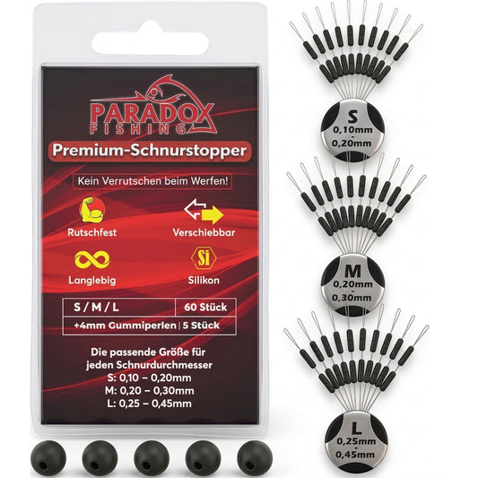 Silikon Schnurstopper S/M/L mit 5 Gummiperlen 4mm
