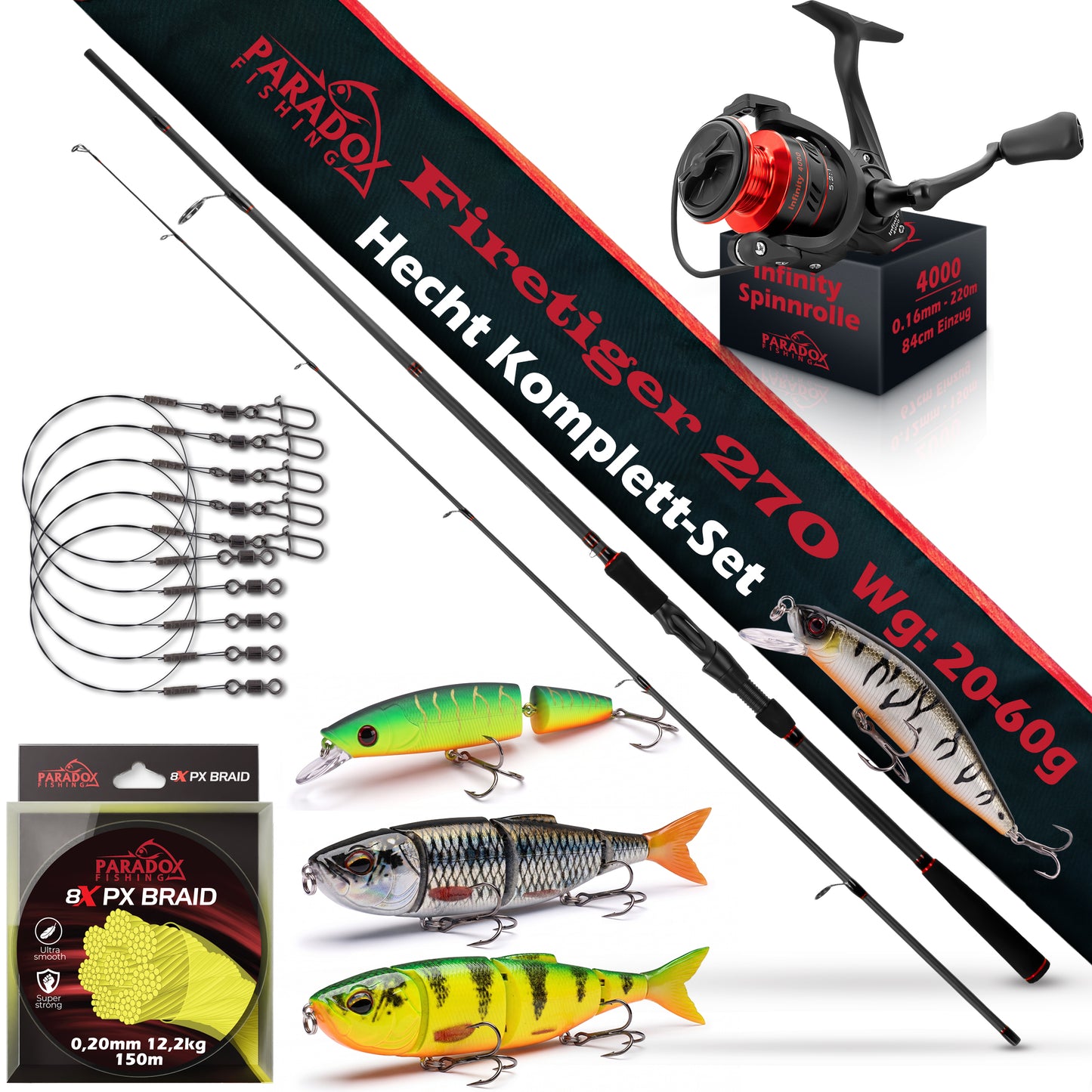 Hecht Komplett Set Firetiger Spinnrute 20-60g + 4000 Rolle
