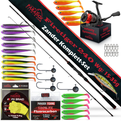 Zander Komplett Set Firetiger Spinnrute 15-35g + 3000 Rolle