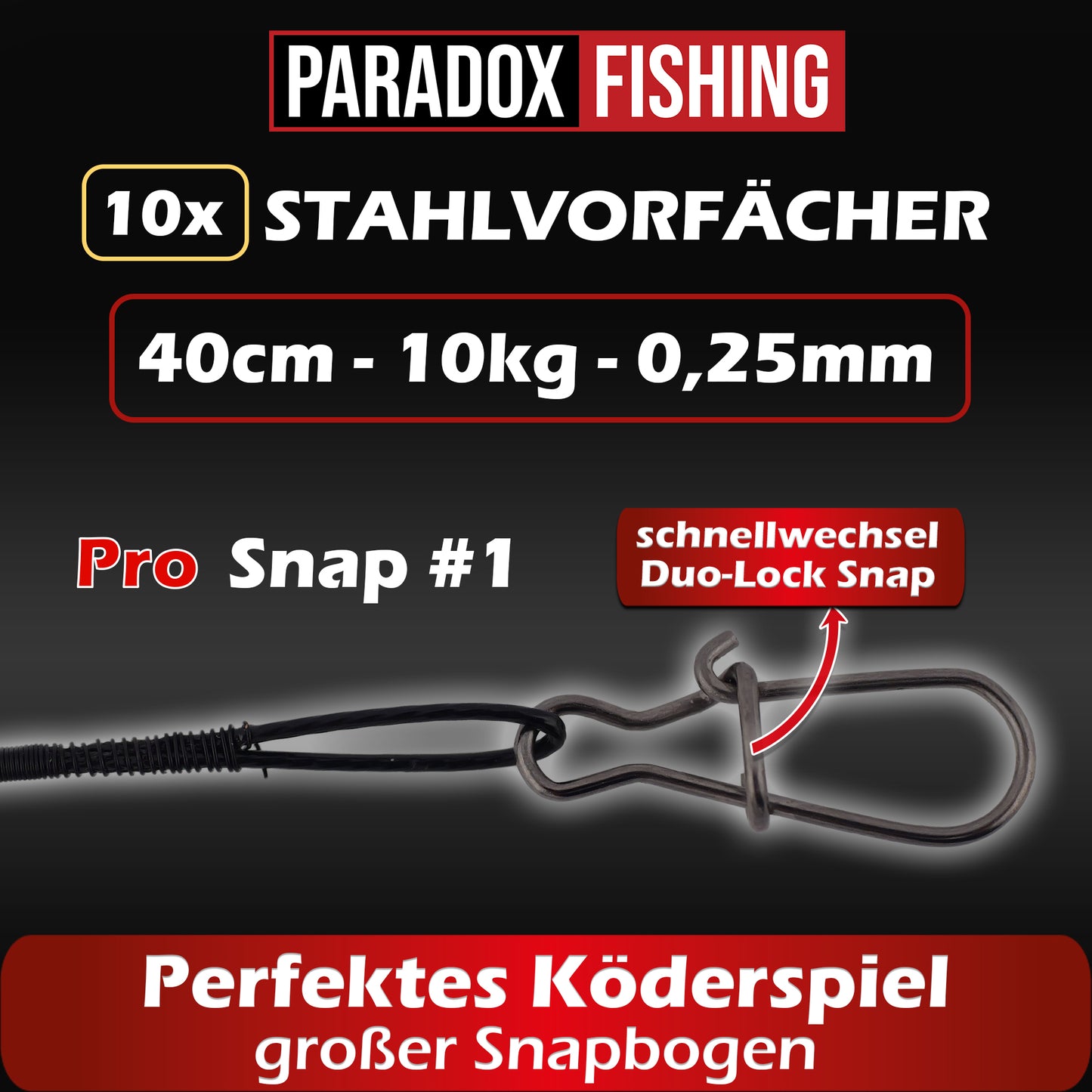 Stahlvorfächer Hecht 10er Set 25cm/40cm 10kg/18kg