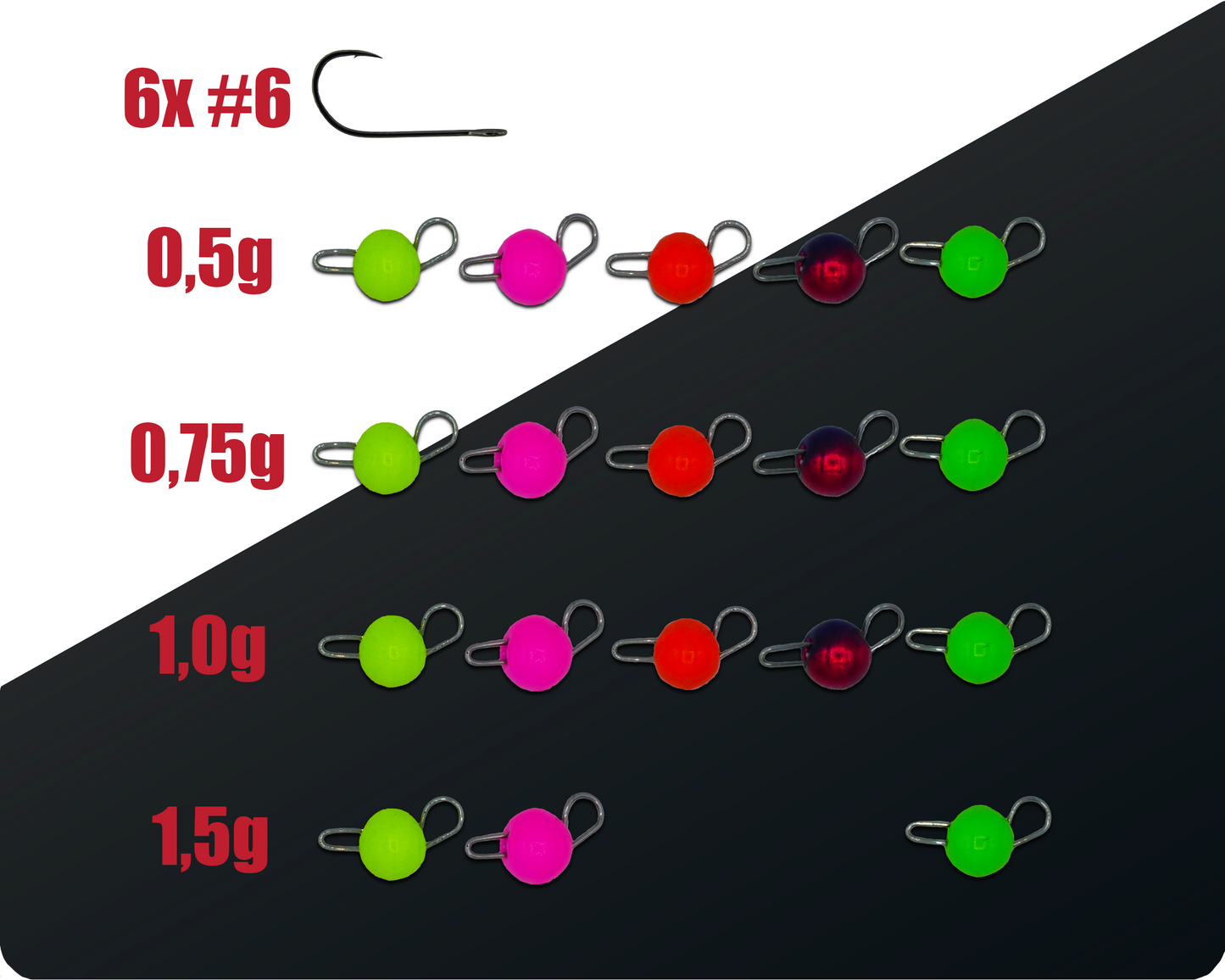 UL Tungsten Cheburashka Set 0,5g-1,5g Haken #6