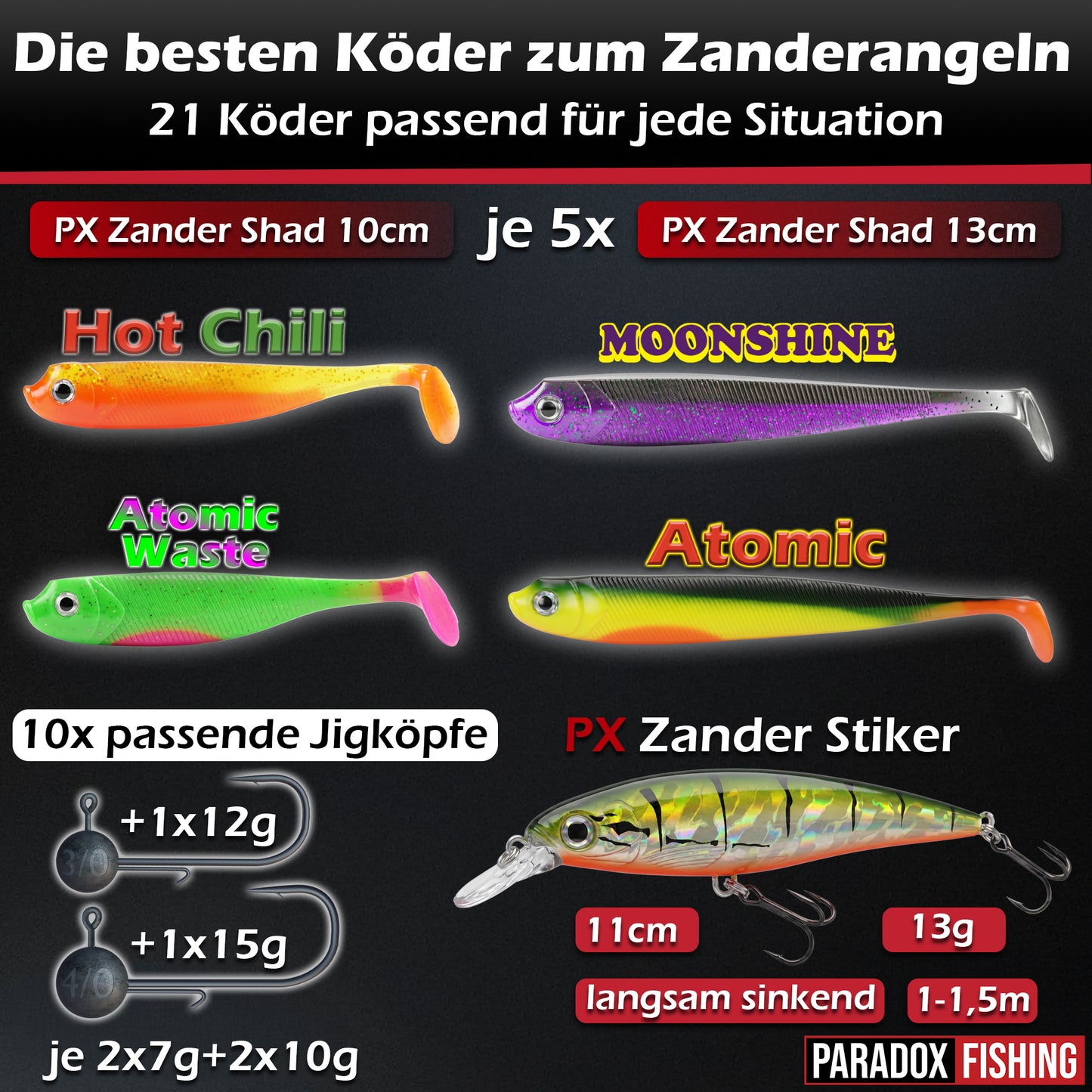 Zander Komplett Set Firetiger Spinnrute 15-35g + 3000 Rolle